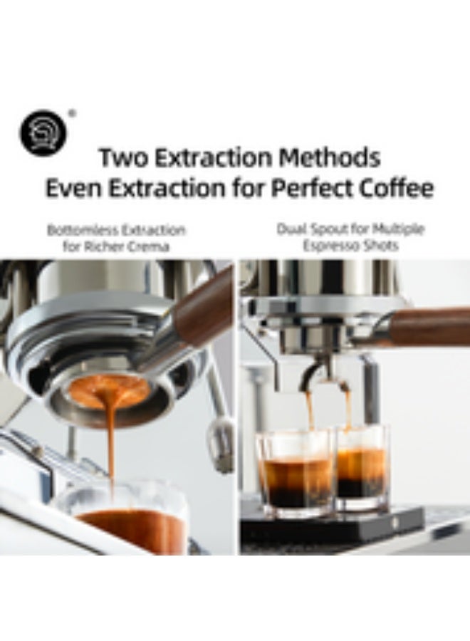 zeroHero 58mm Double Spout Portafilter - SUS304 Stainless Steel with Walnut Handle - Image 3